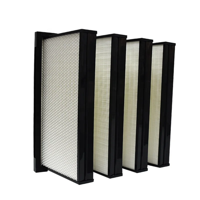 H10-U17 إطار بلاستيكي ABS عالي الكفاءة على شكل حرف V مرشحات هواء HEPA لمصنع الأدوية وشبه الموصلات #3