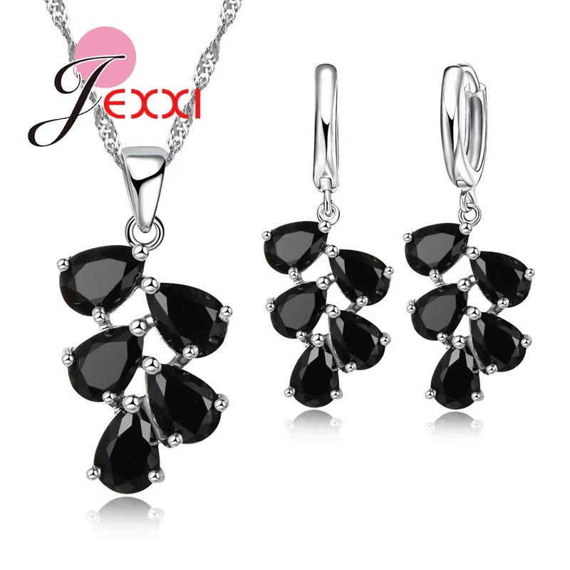 Hot Sale 925 Silver Needle Jewelry Set For Women Lady 5A Zircon Necklace Earrings Set Best Gift For Birthday Anniversary