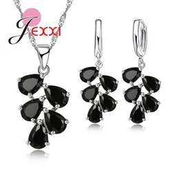 Hot Sale 925 Silver Needle Jewelry Set For Women Lady 5A Zircon Necklace Earrings Set Best Gift For Birthday Anniversary