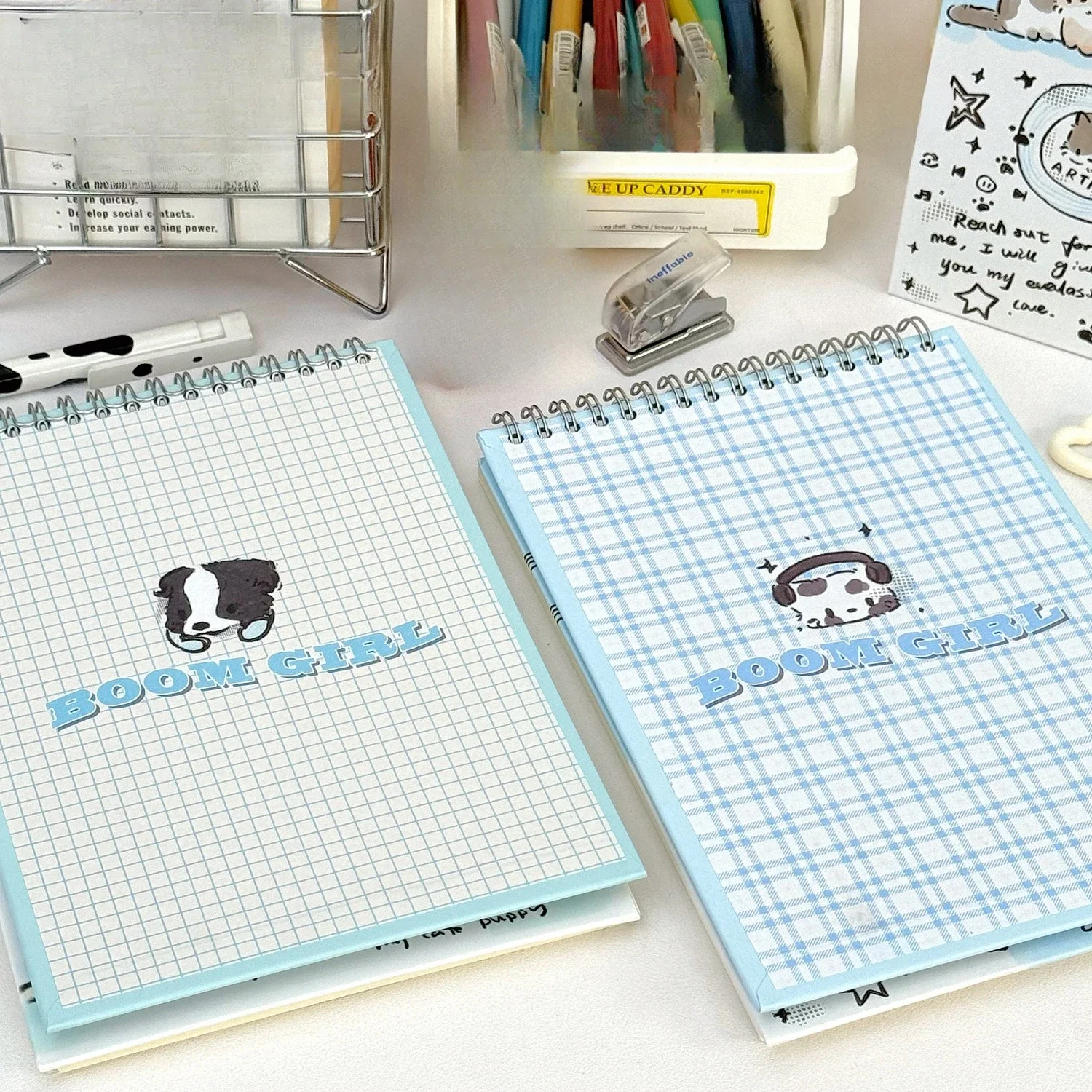 Ins A5 Upturn Coil Book Cat Pattern Notebook Cute Dog Notebook Student Horizontal Line Record Book 80 Sheets