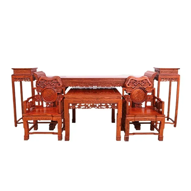 Zhongtang case Shentai mahogany furniture, African huanghuali wood Zhongtang six-piece set, Chinese solid wood for antique