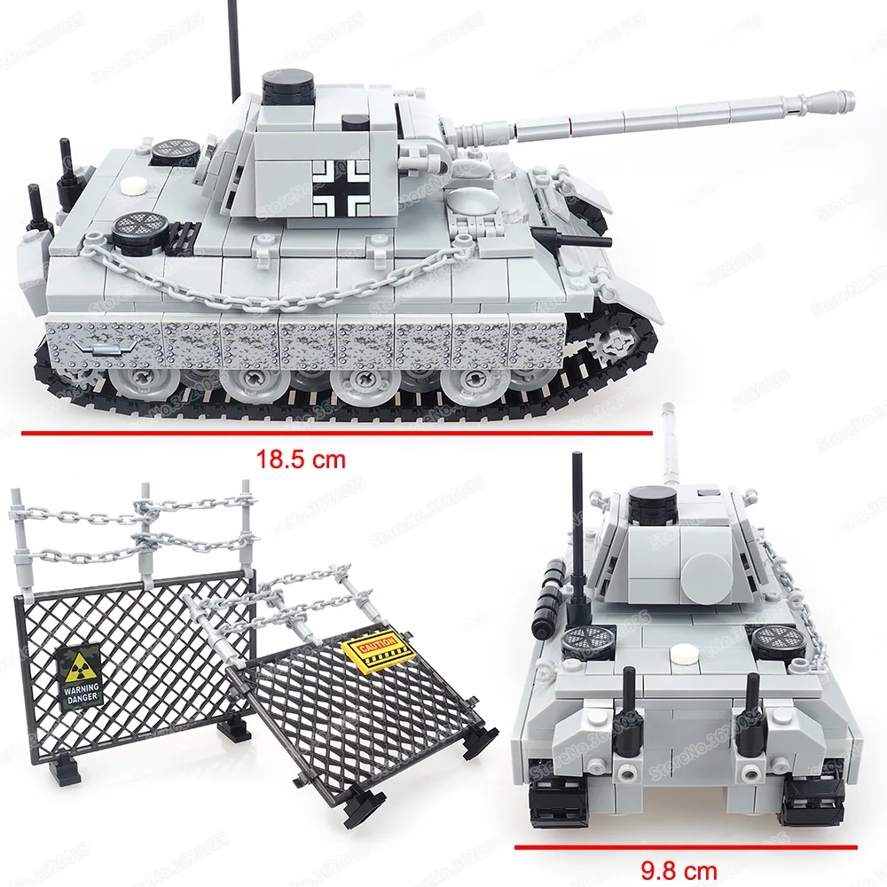 Military WW2 Panther Tank Building Block Assemble Army Figures Black Panther Main Battle Weapons Scenes Model Child Gift Boy Toy