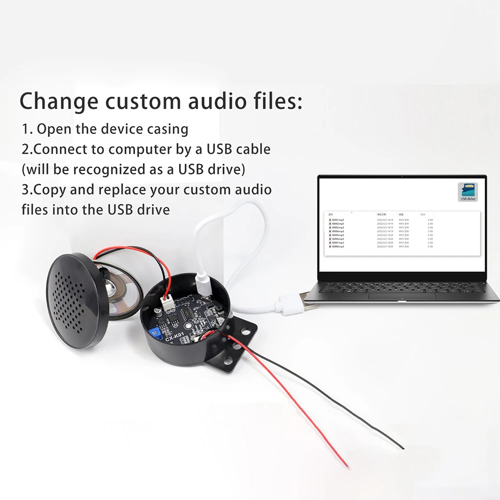 6-35V Sprachausgabe-Modul mit MP3-Player, Anpassbare Sprachwiedergabe, Individueller Autostart-Sprachausgabe, Anpassbarer Sprachlautsprecher – Detail 8