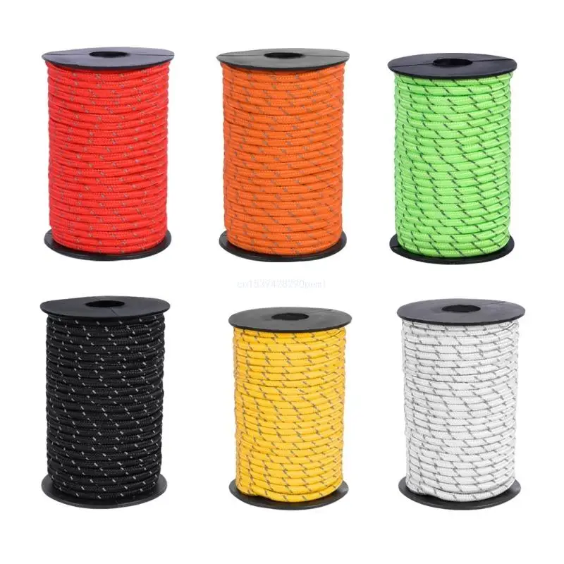 Tent Guy Rope, 4.5mm Tent Guy Line 65ft Reflective Cord Guy Line Tent Guide Rope