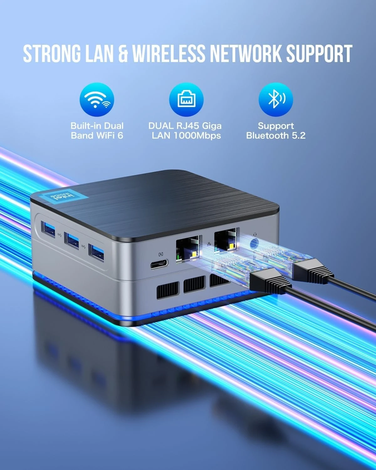 كمبيوتر صغير Intel N150 (Turbo 3.6 جيجا هرتز) 12 جيجا بايت DDR5 256 جيجا بايت SSD Dual LAN، كمبيوتر صغير لسطح المكتب، شاشة ثلاثية 4K، BT5.2، موفرة للطاقة #4