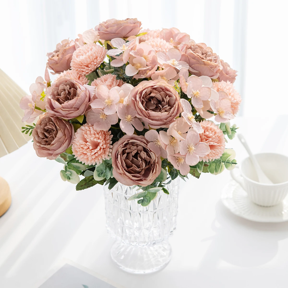 Artificial flower silk peony ball chrysanthemum home vase decoration outdoor garden Valentine's Day wedding bride party DIY gift