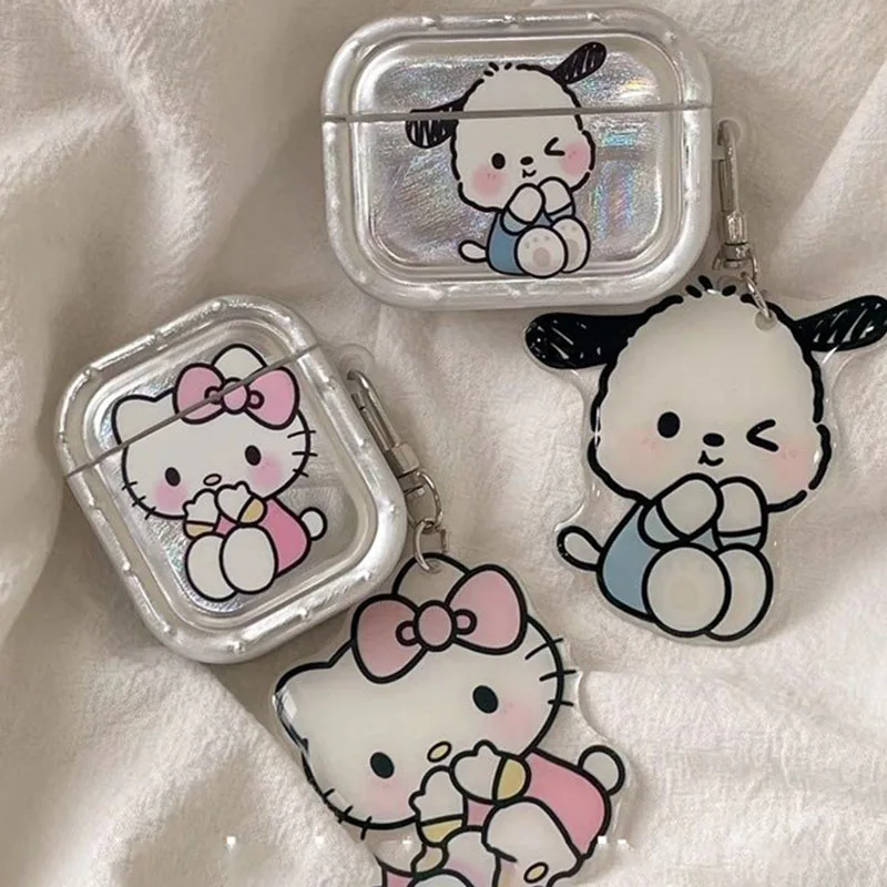 Miniso Pochacco Hello Kittys Shell Lines Airpods Pro Creative Case Cartoon Airpods 1 2 3 Cute Protectuve Covers Toys Girl Gifts