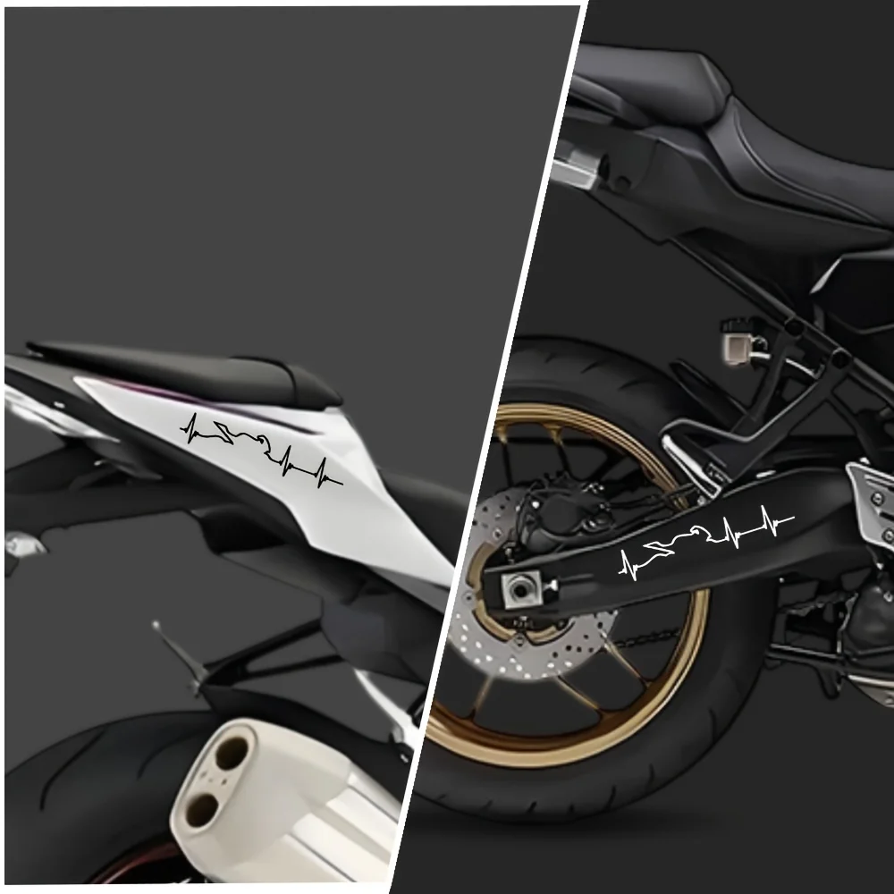 

Reflective Motorcycle Sticker ECG Heartbeat Line Design Red Blue Decal for Scooter ATV UTV Tank Helmet Night Safety