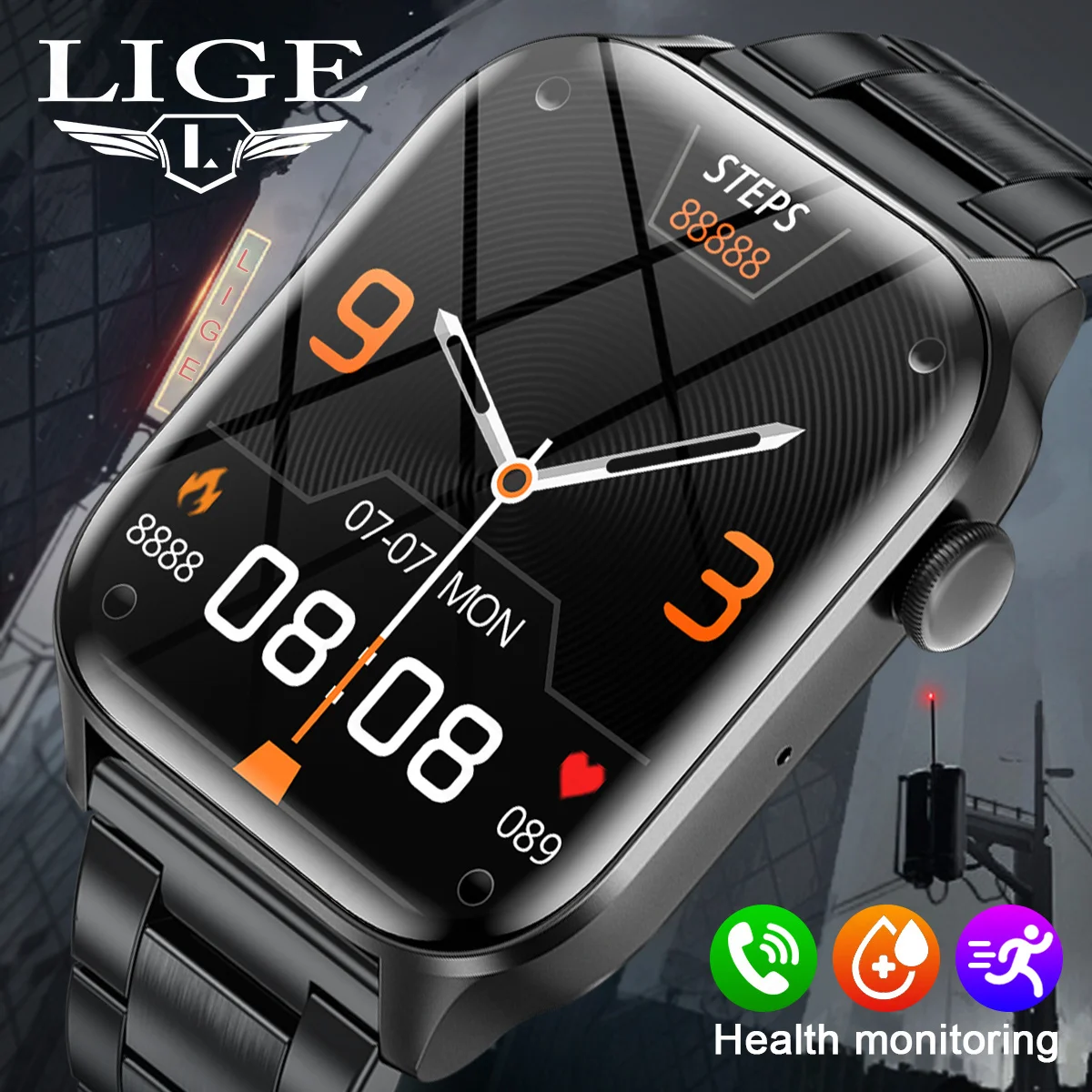 

Умные часы FOXBOX: мониторинг здоровья, фитнес-трекер, Bluetooth-звонки, уведомления, модные мужские и женские смарт-часы