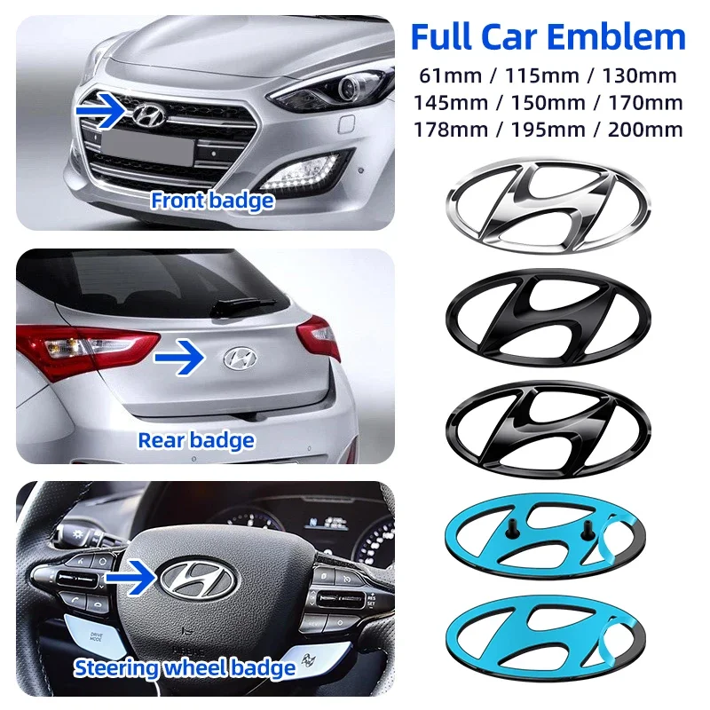 Pegatinas con logotipo de coche para capó delantero y trasero, accesorio para Hyundai i10 Elantra Getz Sonata Terracan Tucson Coupe Trajet