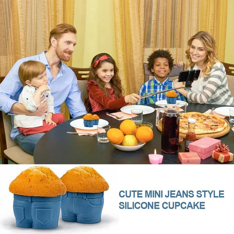 Jeans Style Silicone Cupcake, Silicone Muffin Liners, Silicone Baking Cups, Silicone Muffin Cups,Mini Jeans Style Durable 4PCS