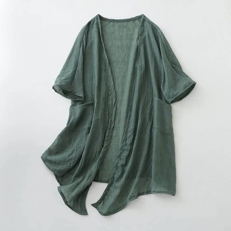 Sunscreen T-shirts for Women Oversized Casual Korean Style Mid-length Smock Half Sleeve Cardigan 2026 Summer Thin Women Clothes
