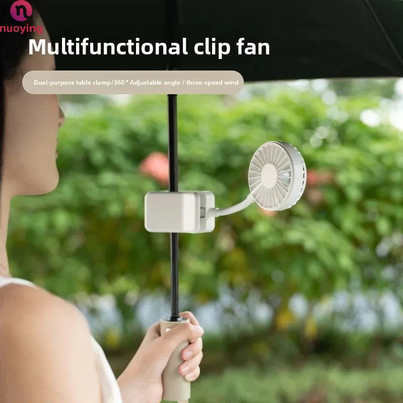 Clip-USB-Ventilator, wiederaufladbar, 3 Geschwindigkeitsstufen, 360° drehbar °   Drehbarer tragbarer Kühlventilator für Camping, Sonnenschirm und Kinderwagen
