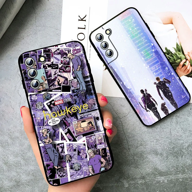 Marvel Hawkeye Phone Case For Samsung Galaxy S22 S21 S20 FE Ultra S10e S10 S9 S8 S7 Lite Plus Edge Black Funda Cover Coque