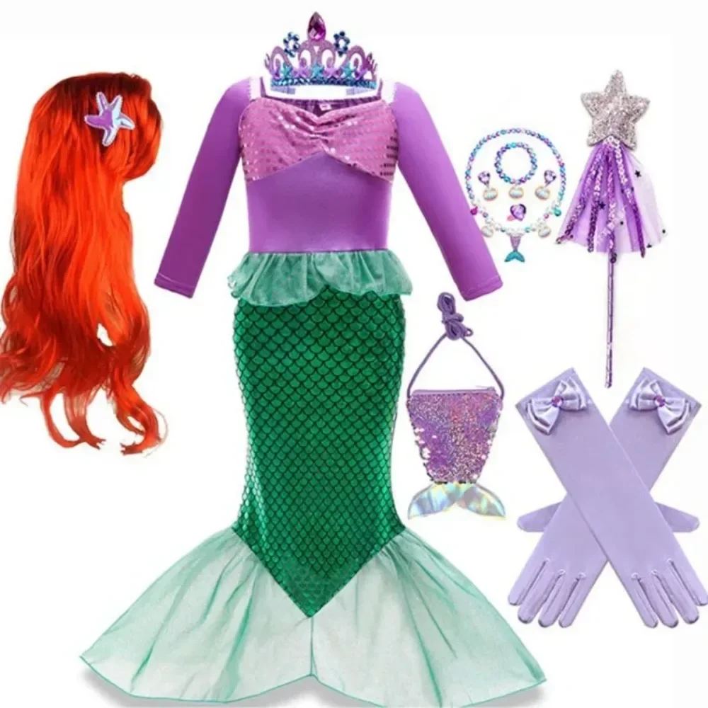 Fancy Little Mermaid Ariel Princess Costumes Dress For Cosplay Carnival Birthday Party Clothes Mermaid Dress