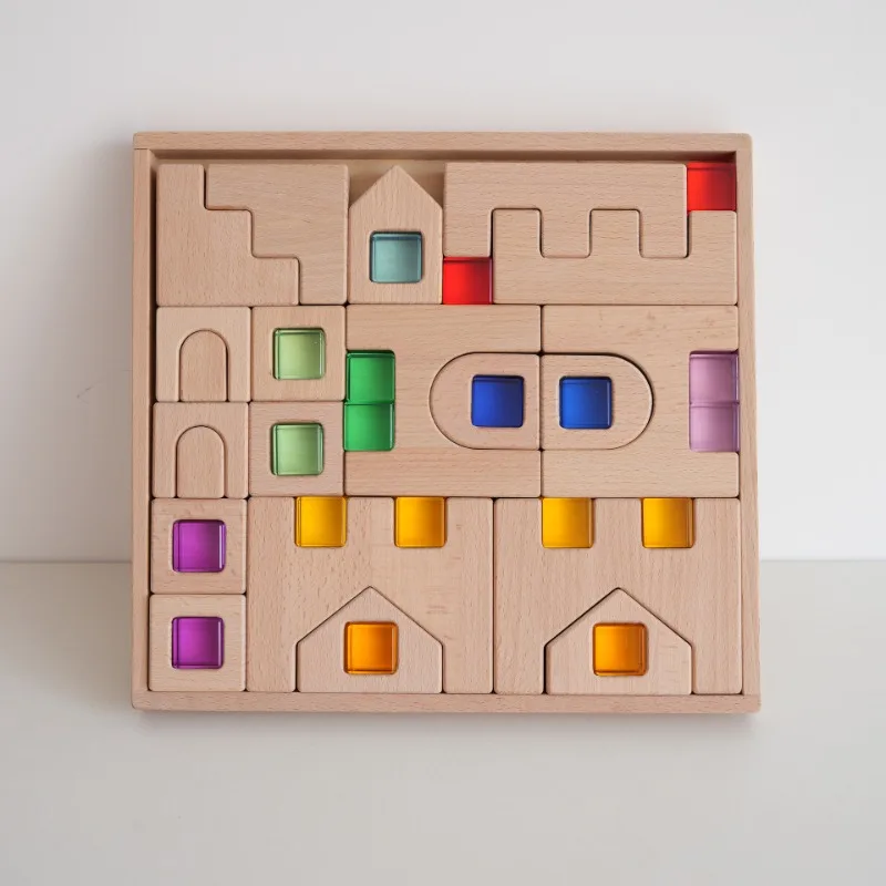 Acrylic high transparency castle building block gem building block puzzle early education sensory children's toys
