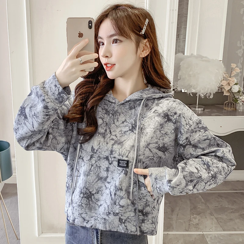 Vintage Female Streetwear Hoodies for Women Tie Dye Casual Korean Streetwear Fashion Hoodie Hooded Aesthetic Spring Autumn Loose