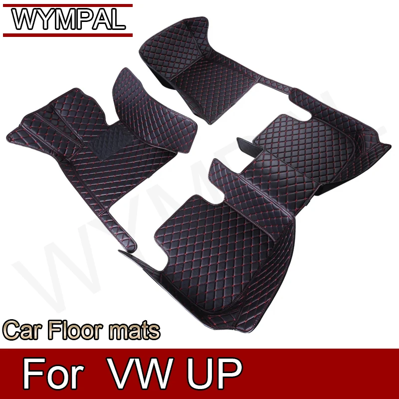 Custom Automotive Car Floor Mats For VW UP 2014 2015 2016 2017 Auto Luxury Leather Men Women Car Mats Full Coverage