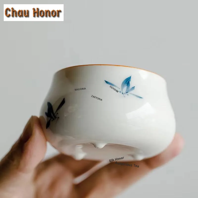 Pure Hand-painted Butterfly Orchid Arhat Ceramic Incense Burner Tea Ceremony Aromatherapy Furnace Sandalwood Tea Room Decoration