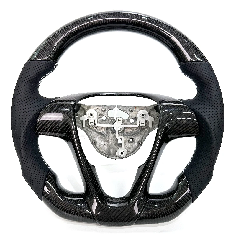 3K Glossy Carbon Fiber Perforated Leather Steering Wheel Suitable for Smart 451