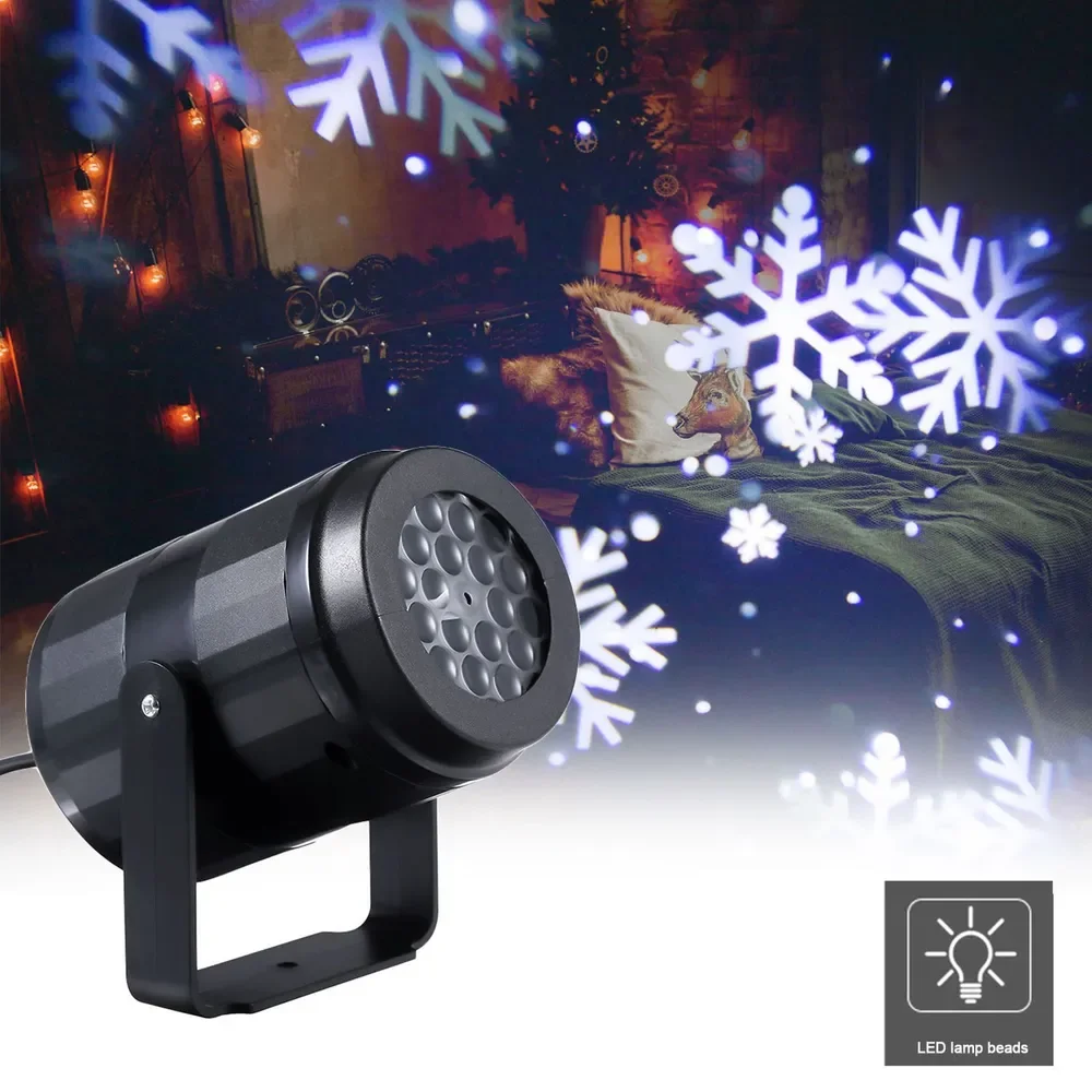

Snowflake Projector Lamp Indoor Projection Light USB Powered Pattern Rotating Lamp for Decorative Atmosphere Christmas