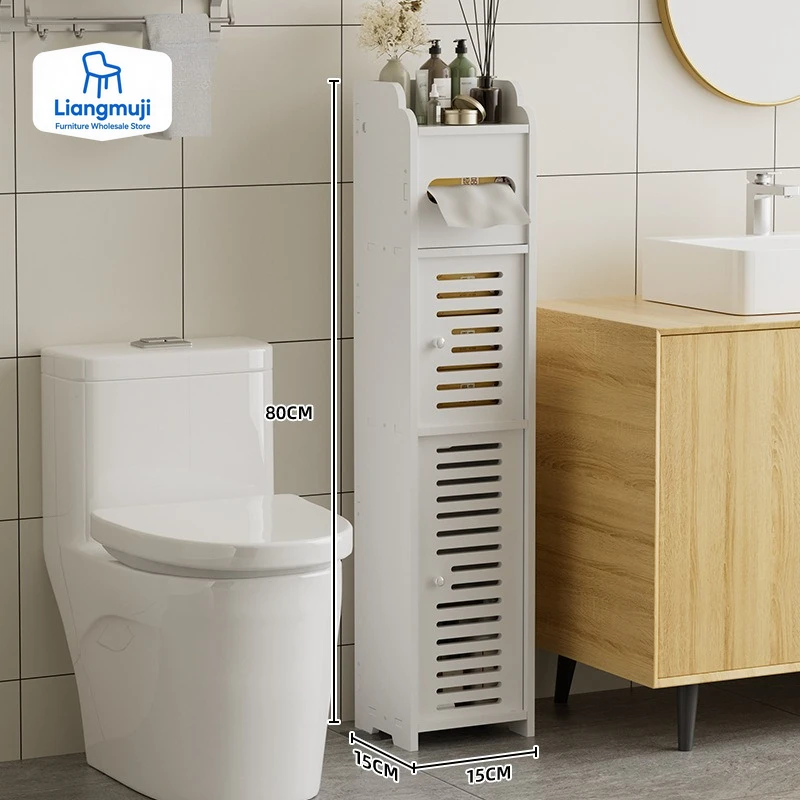 

Bathroom Storage Cabinet Toilet Paper Narrow Holder Stand Save Space Multi Layered Bathroom Cabinet Large Capacity Storage Shelf