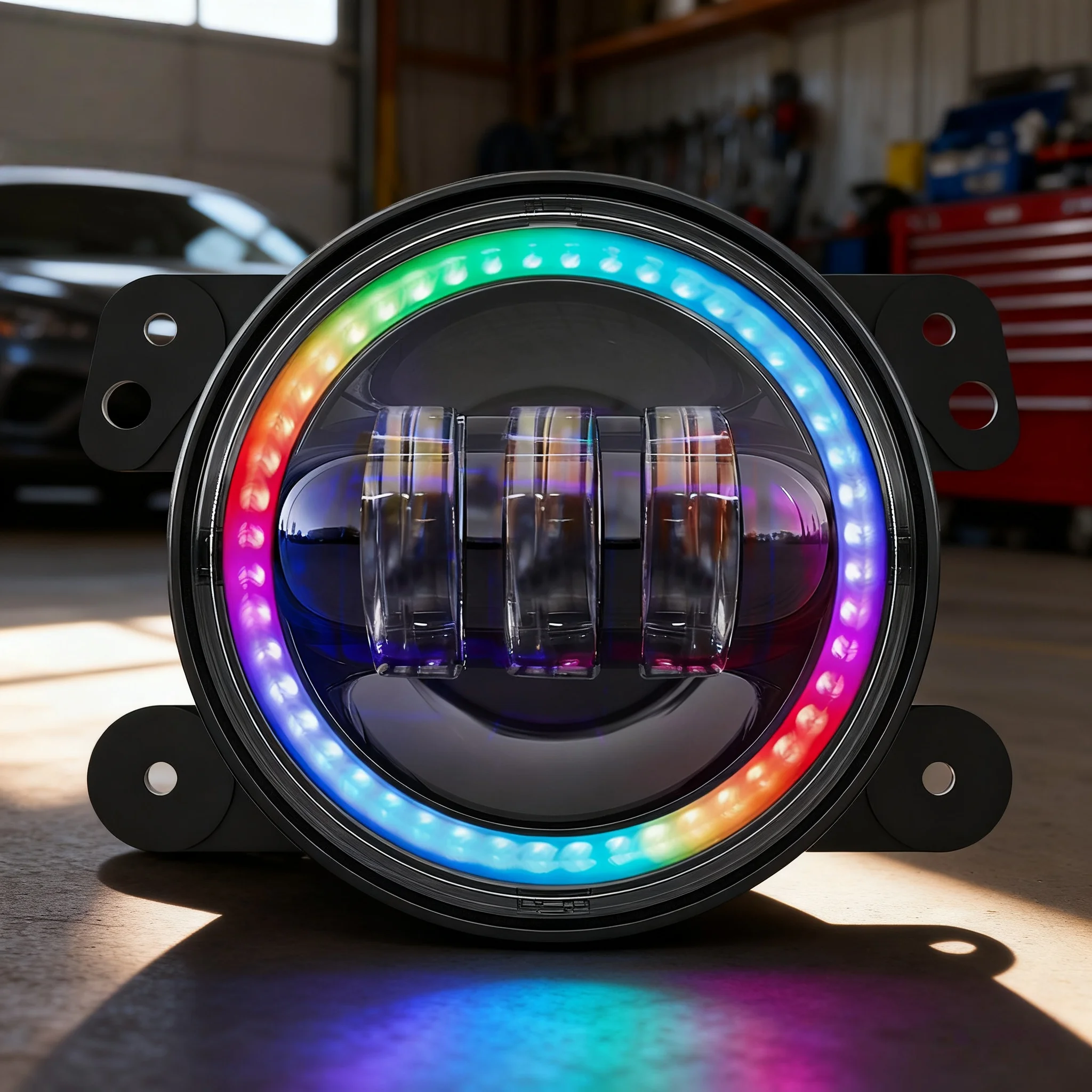 

Set of two 4-inch LED fog lights, off-road fog lights, Bluetooth RGB multi-functional, suitable for Jeep JK 2007-2017