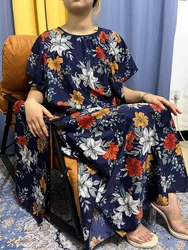 Abayas-vestido holgado de rayón con estampado Floral para mujer, Túnica africana de Nigeria con pañuelo para la cabeza, moda de Dubái, 2023