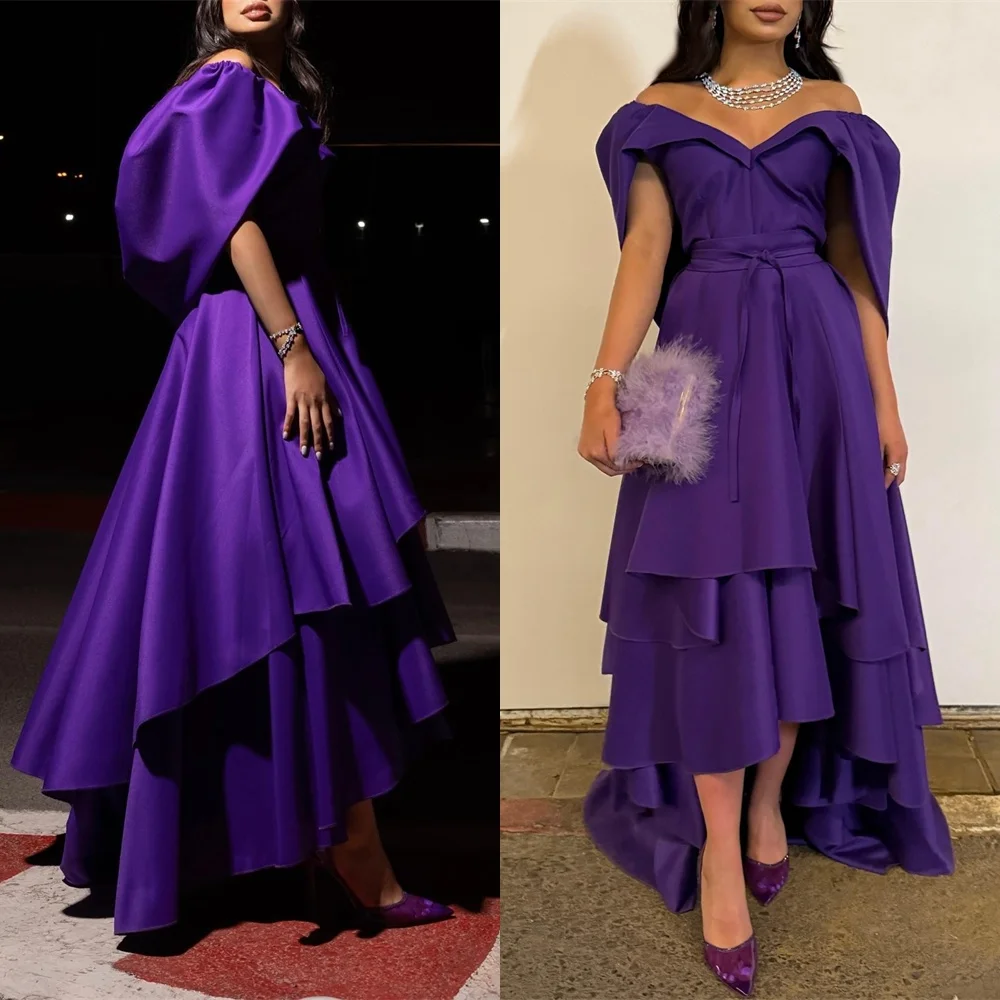 

Customized Temperament Purple Evening Dresses Exquisite Strapless Sleeveless Homecoming Dresses Flowers Special Occasion Gowns