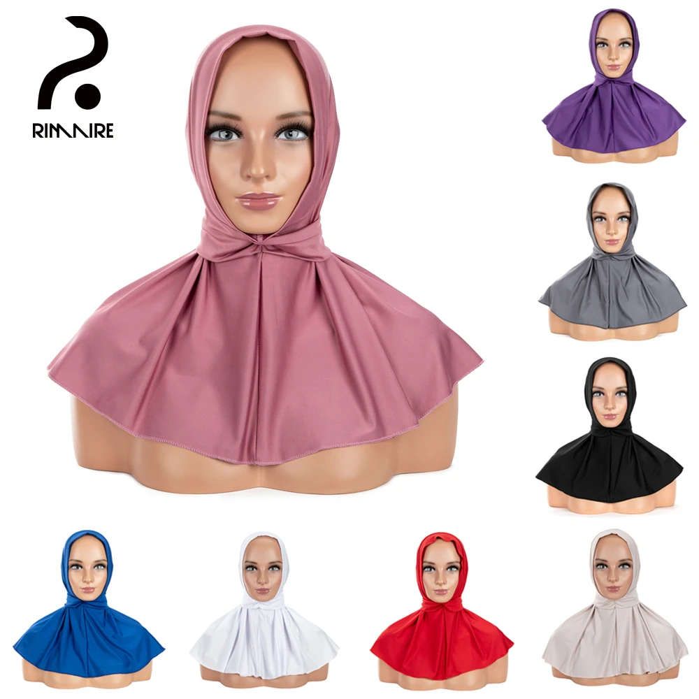 

RIMAIRE Hat Style Muslim Hijabs For Women Pure Color Islamic Hijab Instant Hijab Jersy Sporty Muslim Women Clothing