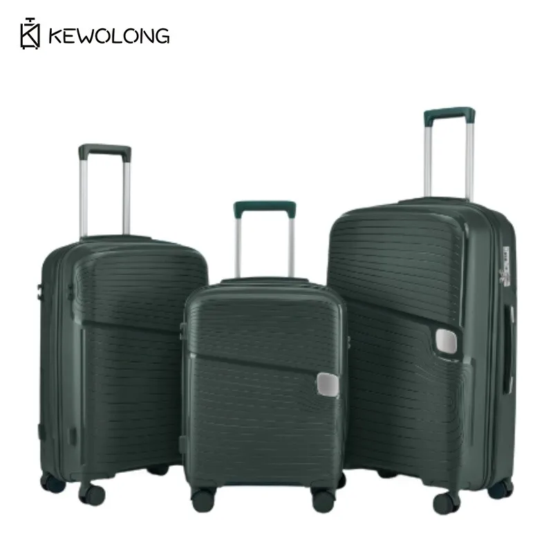 軽量20インチPPスーツケース、大容量機内持ち込み荷物、ジッパー式コンビネーションロック付き、男性女性向け耐久性のあるトロリーバッグ