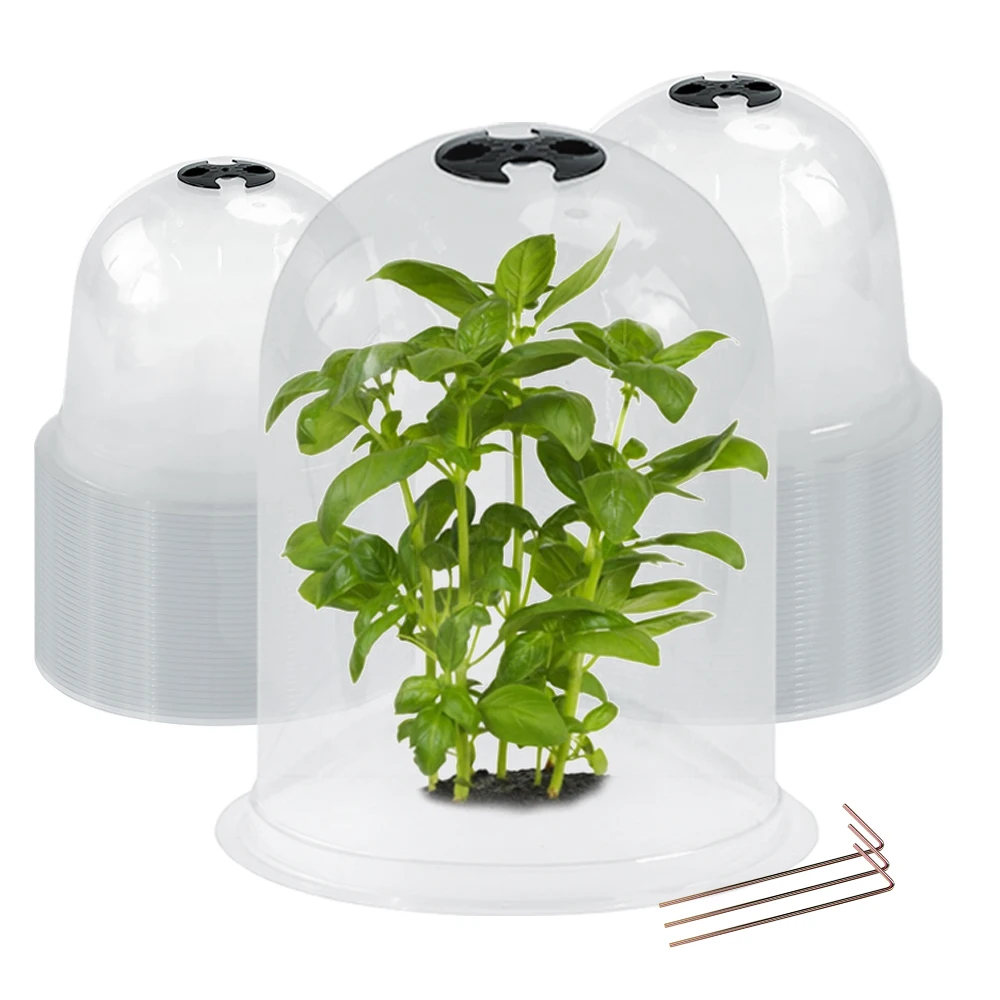 Reusable Plant Protector Cover with Fixed Metal Stakes Mini Greenhouse Garden Cloche Dome Plant Bell Cover for Outdoors Plants
