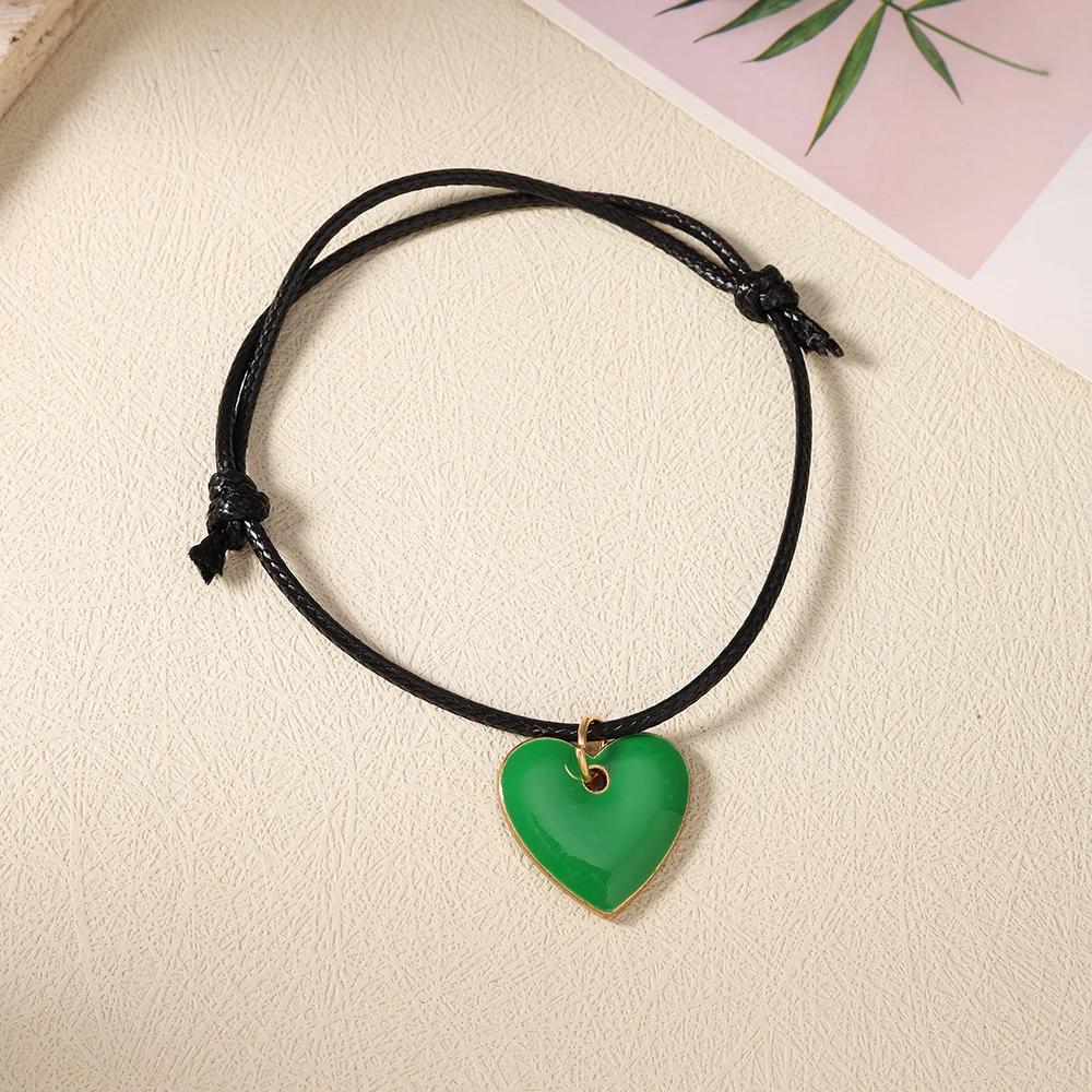 Aihua Niedliches Handgefertigtes Liebesherz-Armband Schwarzes Seil Verstellbares Handarmband für Mädchen Frauen Buntes Herz-Schmuck Geschenke – Detail 10