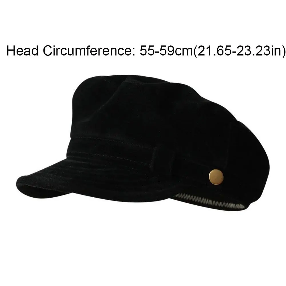 قبعات كاجوال قصيرة الحواف من جلد الغزال، قبعة مسطحة مقاومة للرياح، قبعة موزع الصحف بلون سادة، قبعة رسام دافئة للفتيات
