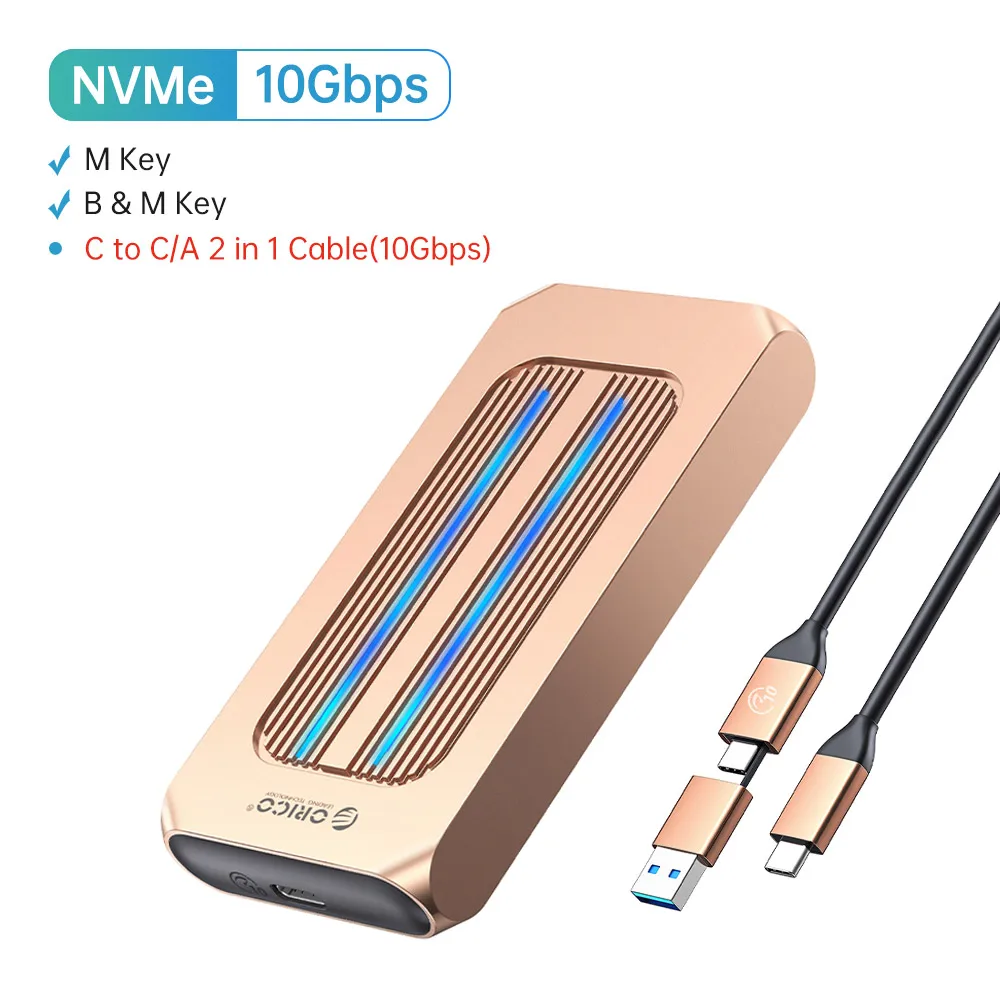 Orico rgb m.2 ssd gehäuse 10gbps m2 nvme ssd fall alle aluminium usb3.0 gen2 fall für solid state drive für gamer video bearbeitung
