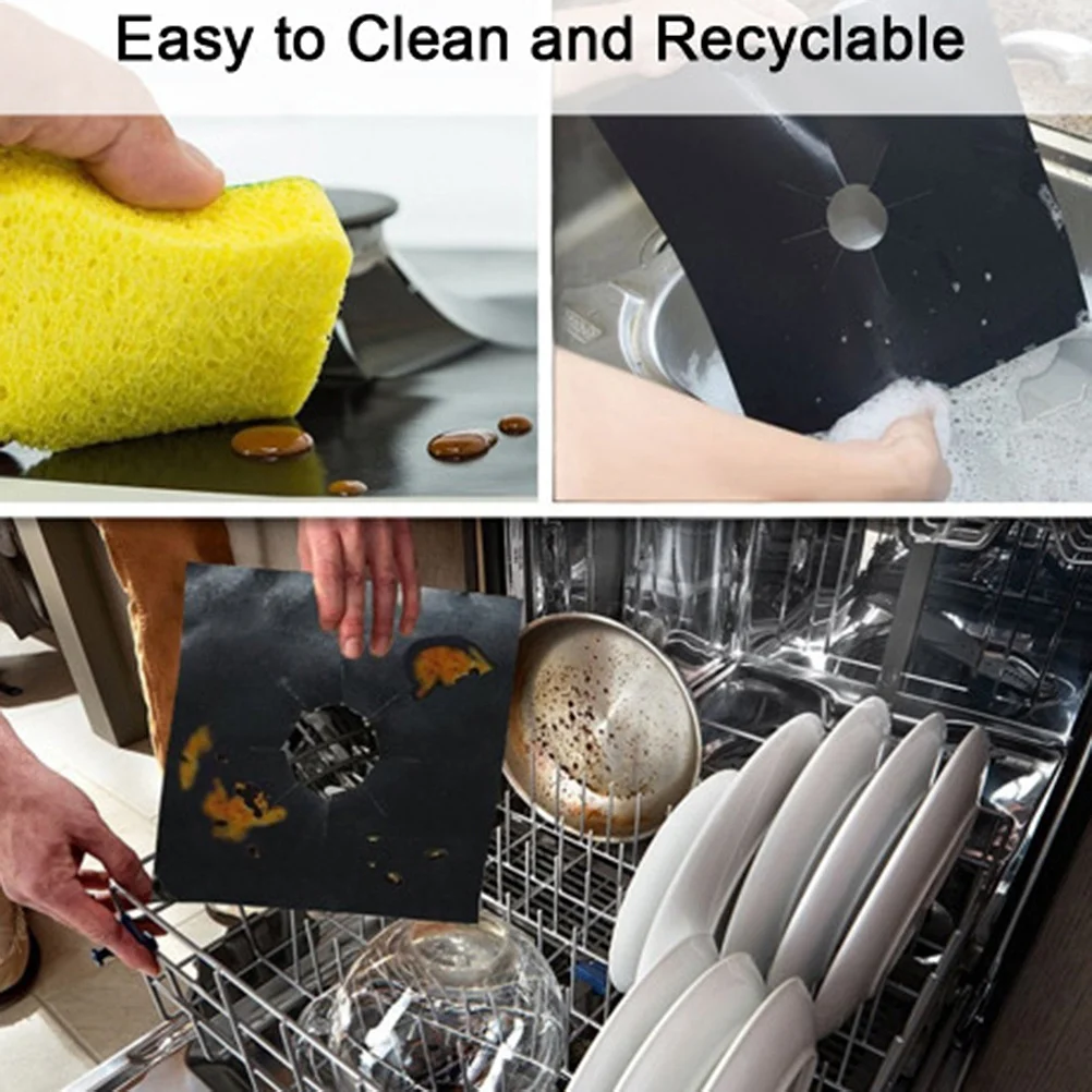 

12Pcs Gas Cooker Liner Durable Protective Pads Gas Hob Non-Stick Oven Surface Protector for Home Restaurant Use Black