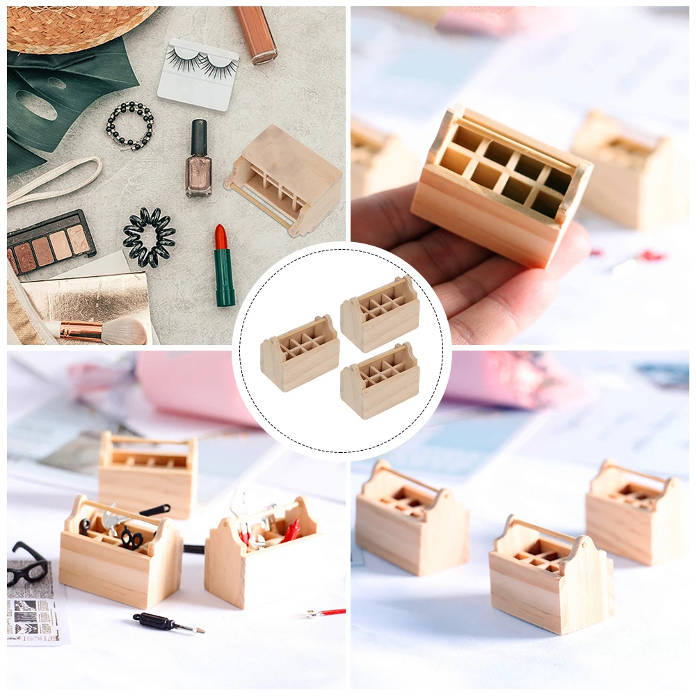 

3 pcs Mini Toolbox Lightweight Realistic Design Miniature Furniture Decor House Accessory Scene Layout Mini Crafts Gift