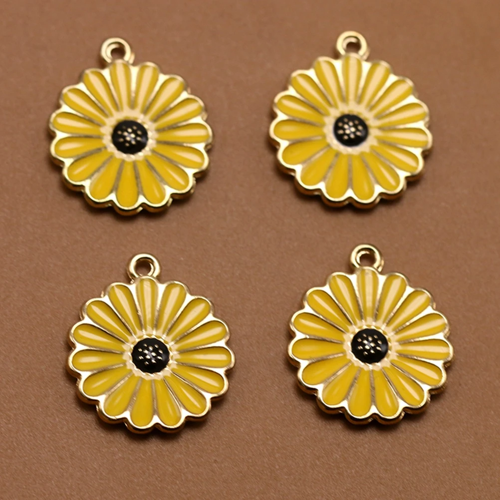 10Pcs Alloy Sunflower Pendants Simple Stylish DIY Charms for Necklace Earrings Bracelet Gift Making Fashion Accessory