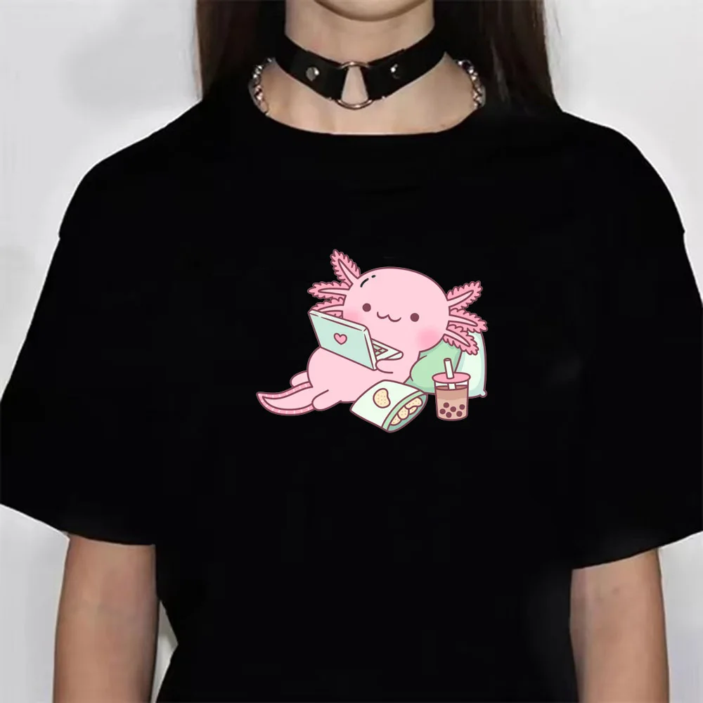 Axolotl-Économie à motifs de bandes dessinées japonaises pour femmes, hauts pour filles, vêtements de bandes dessinées Harajuku, Y2K