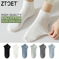 6Pairs Men Combed Cotton Socks Double Needle Antibacterial Black Casual Business Breathable High Quality Male Sock Size39-45