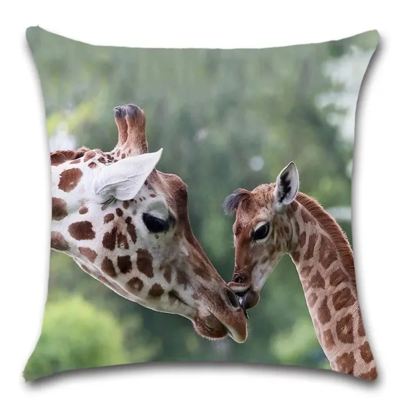 Home Decor Animal Giraffe Big Cat Zebra Cushion Cover for Sofa Chair Car Seat Friend Bedroom Gift