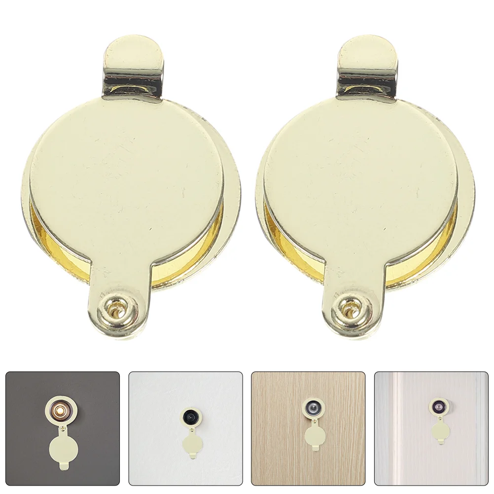 

2 Pcs Cat Eye Back Cover Piece Door Peephole Privacy Viewer Copper Decorative Round Cap Apartment Accessories