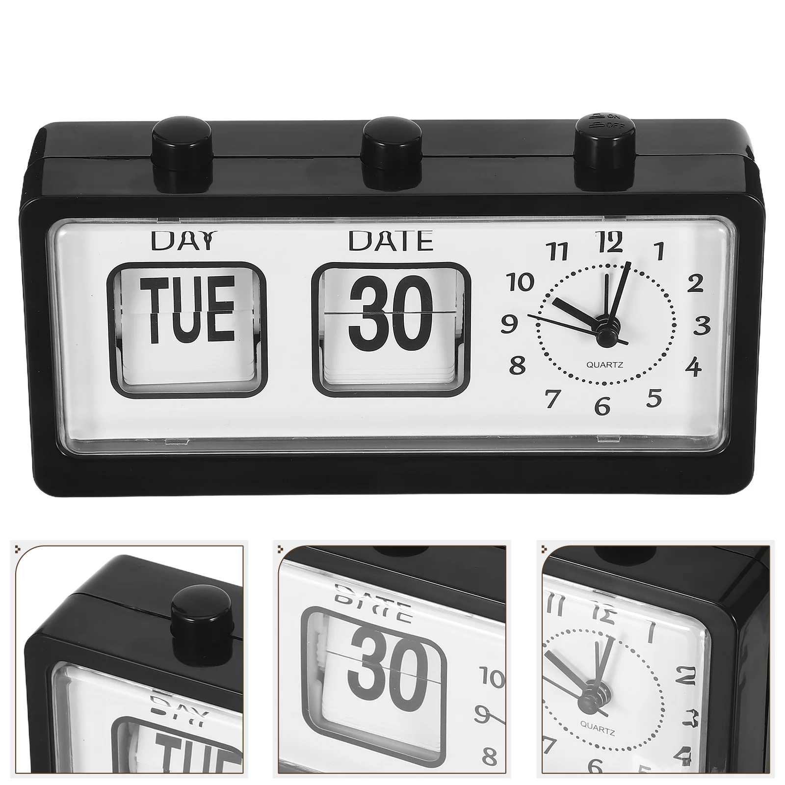 

Retro Manual Flip Desk Clock Easy Read Calendar Display Bedroom Study Room Educational Tool Home Office Alarm Clock Manual
