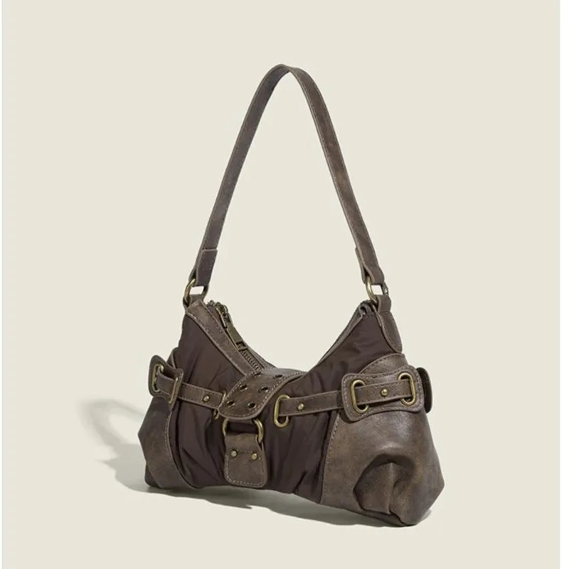 JIAERDI Vintage Brown Handbags Women High Street Hot Girls Casual Shoulder Bags Ladies Retro Versatile Underarm Bag Y2k Bolsos