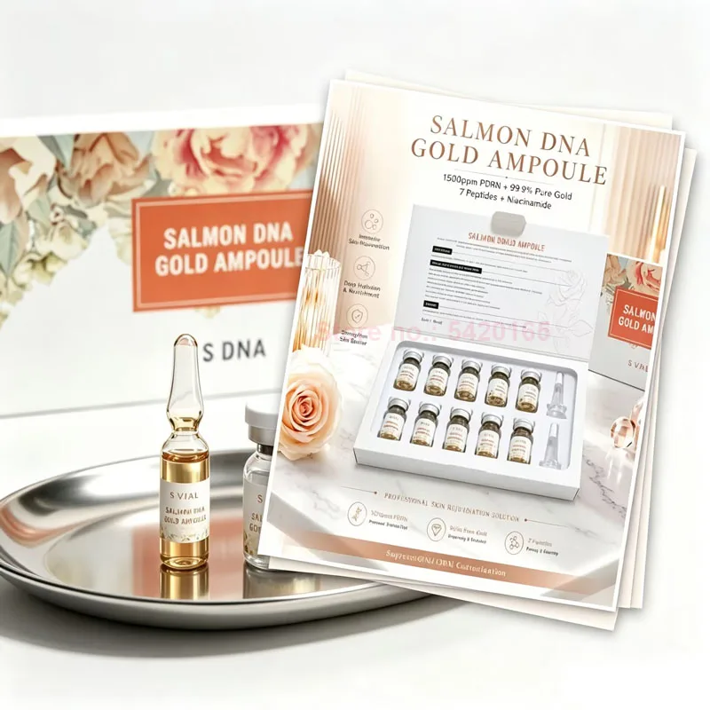 Salmon DNA Gold Ampoule Serum Kit With 0.25mm Microneedle Rejuvenation Brightening Nourishing Even Skin Tone Facial Skin Care