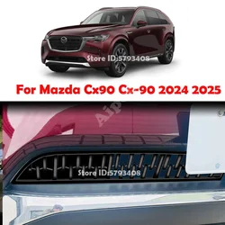 For Mazda CX-90 CX90 2024 2025 ABS Black Middle Mesh Front Bumper Grille Grill Decoration Panel Cover Trim External Accessories