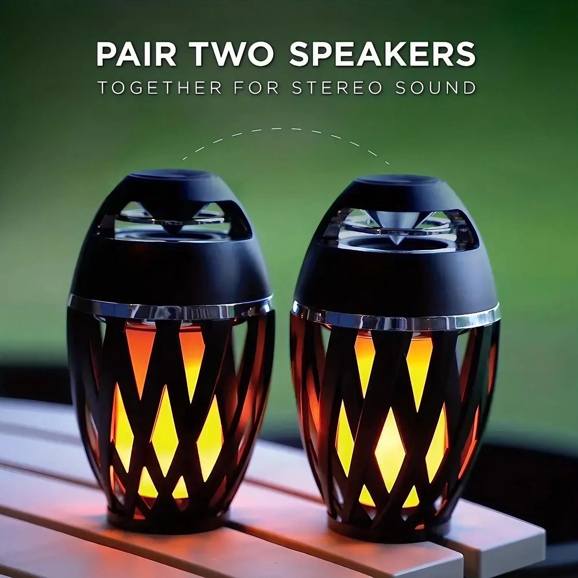 Portable Bluetooth 5.0 Flame Speaker with LED Torch 5W Bass Sound 2000mAh Battery IPX5 Waterproof for Camping Outdoor Home Party