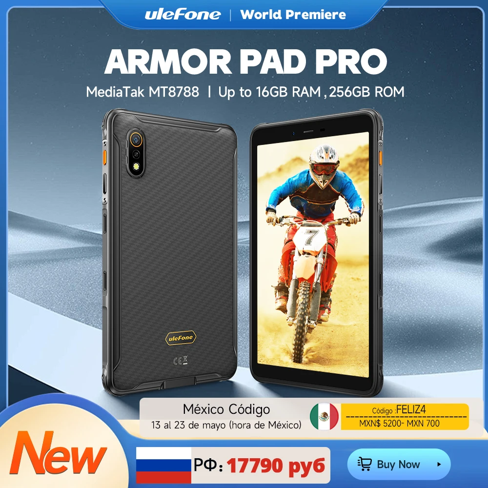 Ulefone-Tableta Armor Pad Pro, Tablet resistente IP68/IP69K MT8788 4G, 16GB de RAM(8 + 8GB de RAM virtual), 128GB de ROM, 48MP, estreno mundial