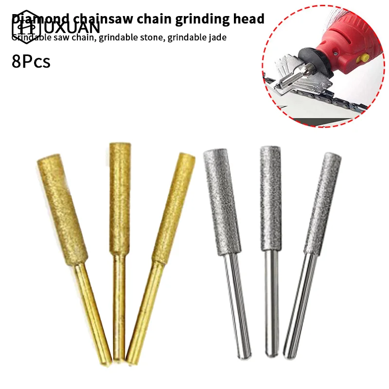 

8Pcs Chainsaw Bits Titanium Plated Diamond Sharpener High Hardness Electric Chainsaw File 4/4.8/5.5mm Chainsaw Sharpener Stone