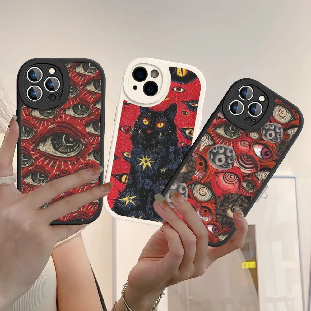 Scary Face Eyes Phone Case Hard Leather For iPhone 14 13 12 Mini 11 14 Pro Max Xs X Xr 7 8 Plus Fundas